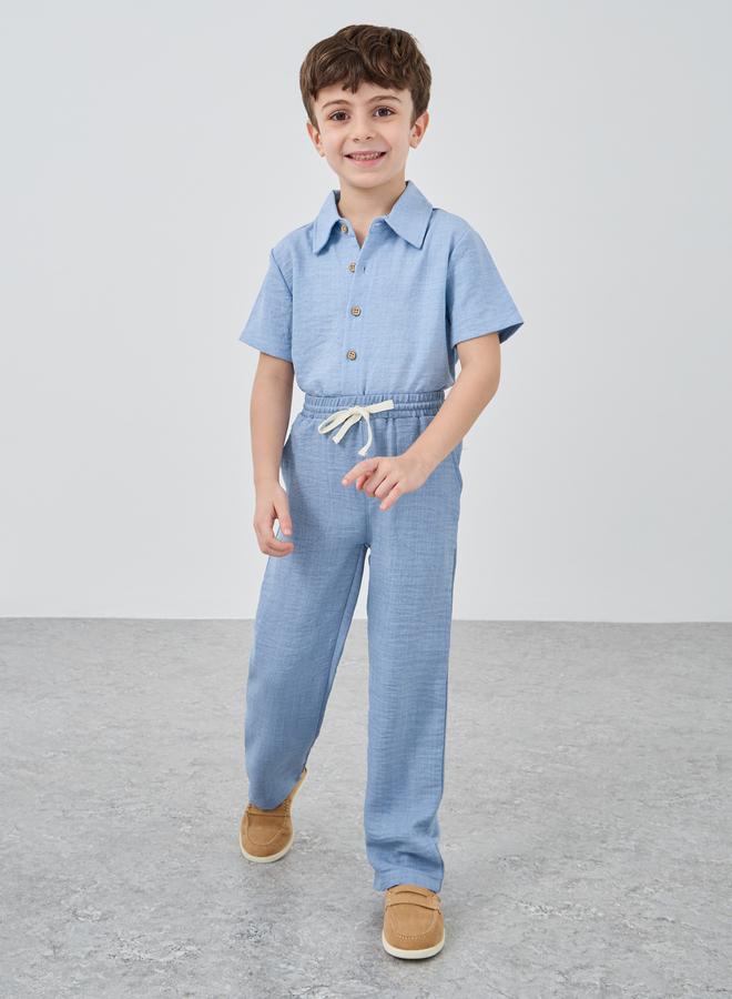 Styli Styli Textured Regular Fit Pants with Drawstring  - Image 2