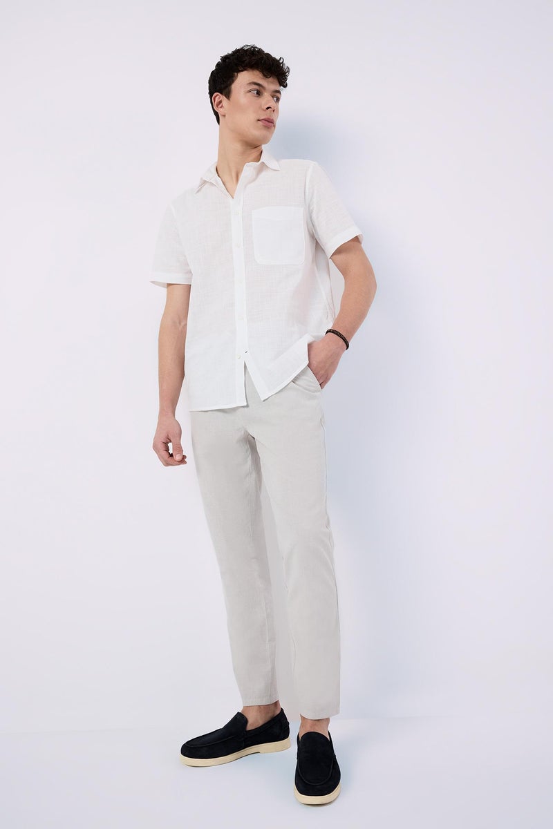 DeFacto White Man Regular Fit Polo Collar Short Sleeve Shirt Casual - Image 2