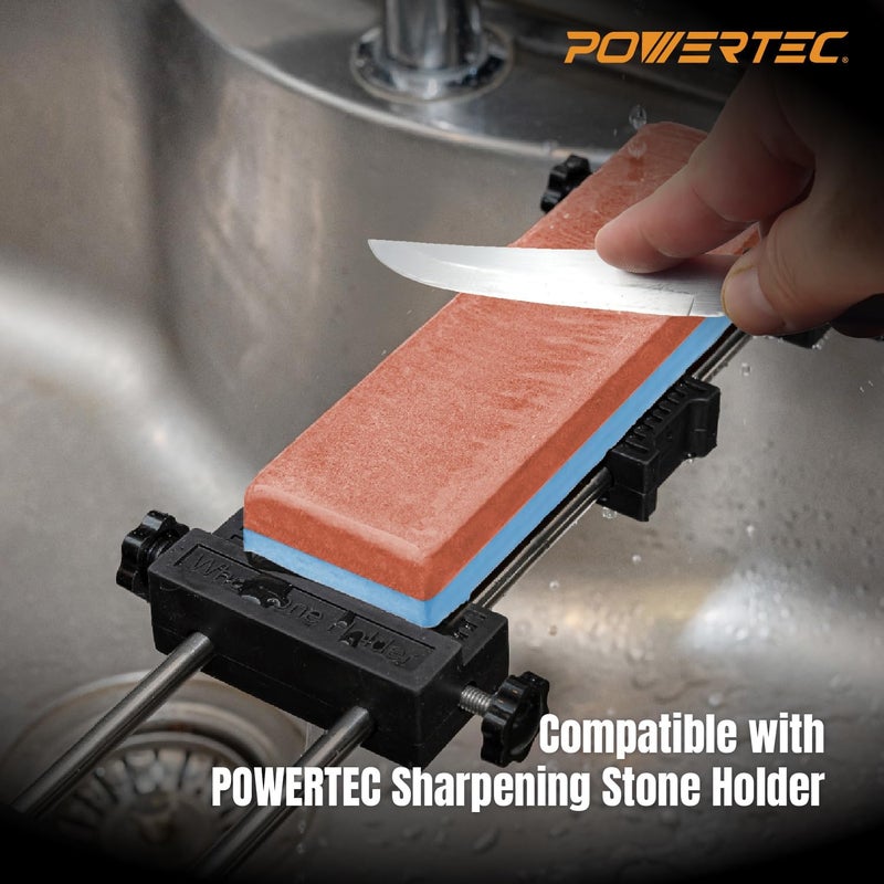 POWERTEC Whetstone Knife Sharpening Stone – Dual Grit 400/1000 Water Stone with Non-Slip Rubber Base for Sharpening Kitchen Knives, Razors, Chisels, Scissors, Axe, Hatchet (71915) - Image 4