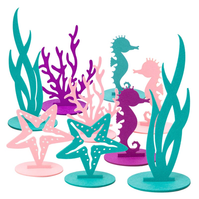 SUNBEAUTY 20Pcs Mermaid Party Decoration DIY Felt Under The Sea Table Centerpiece Ocean Theme Seahorse Starfish Seaweed Birthday Baby Shower Little Mermaid Girl Birthday Party Supplies - Image 3