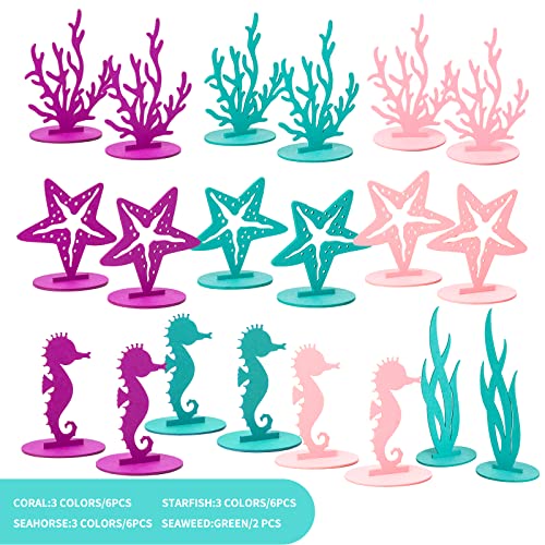 SUNBEAUTY 20Pcs Mermaid Party Decoration DIY Felt Under The Sea Table Centerpiece Ocean Theme Seahorse Starfish Seaweed Birthday Baby Shower Little Mermaid Girl Birthday Party Supplies - Image 5