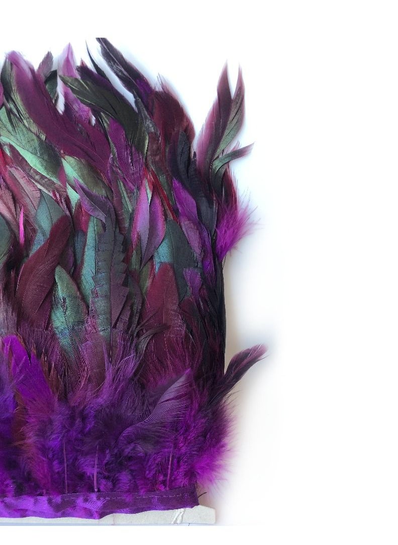 Generic - Rooster Feather Fringe Trim for Crafts Width 14-18cm By Yards - Image 1
