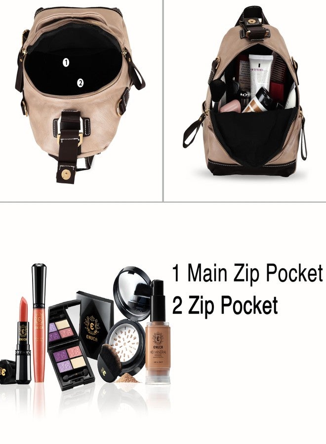 SIBY PU Leather Women Backpack Purse for Travel, Casual Daypack with Adjustable Straps & Multiple Pockets (Beige) - Image 4