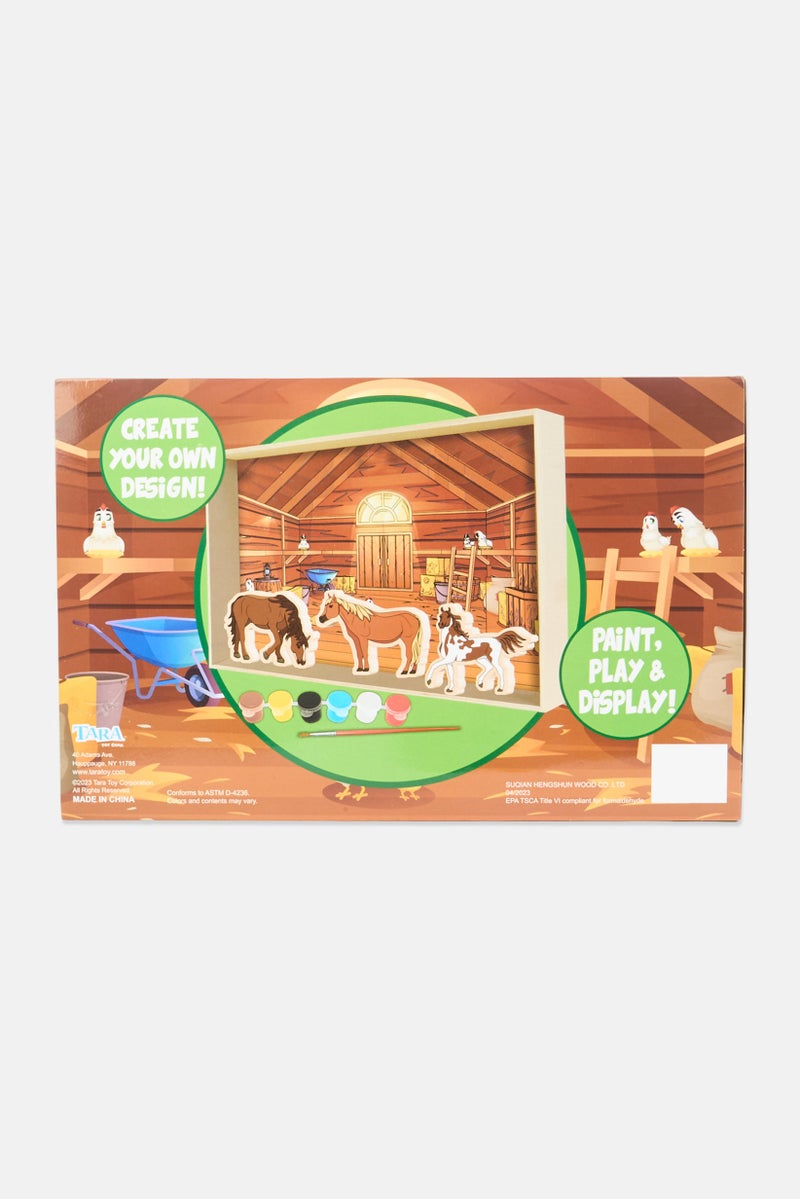 TARA 1 Wooden Scene, 3 Wooden Horses - Image 1