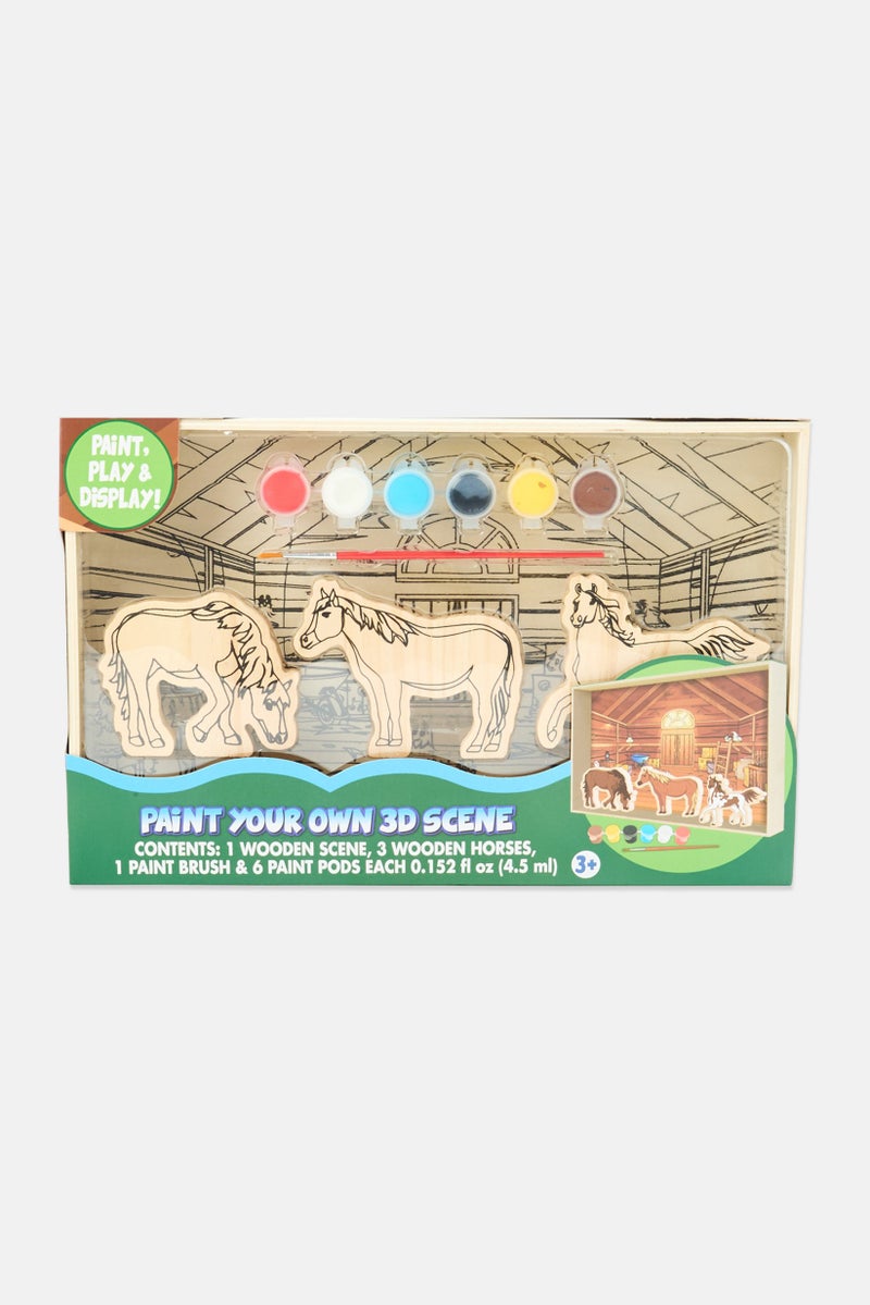 TARA 1 Wooden Scene, 3 Wooden Horses - Image 2