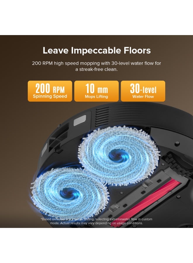 roborock QR 798 Robot Vacuum Cleaner with Mop, 10,000 Pa HyperForce Suction Power, Anti-Tangle Brushes, Liftable Spin Mops, Intelligent Obstacle Avoidance, Multifunctional Docking Station, Black - Image 3