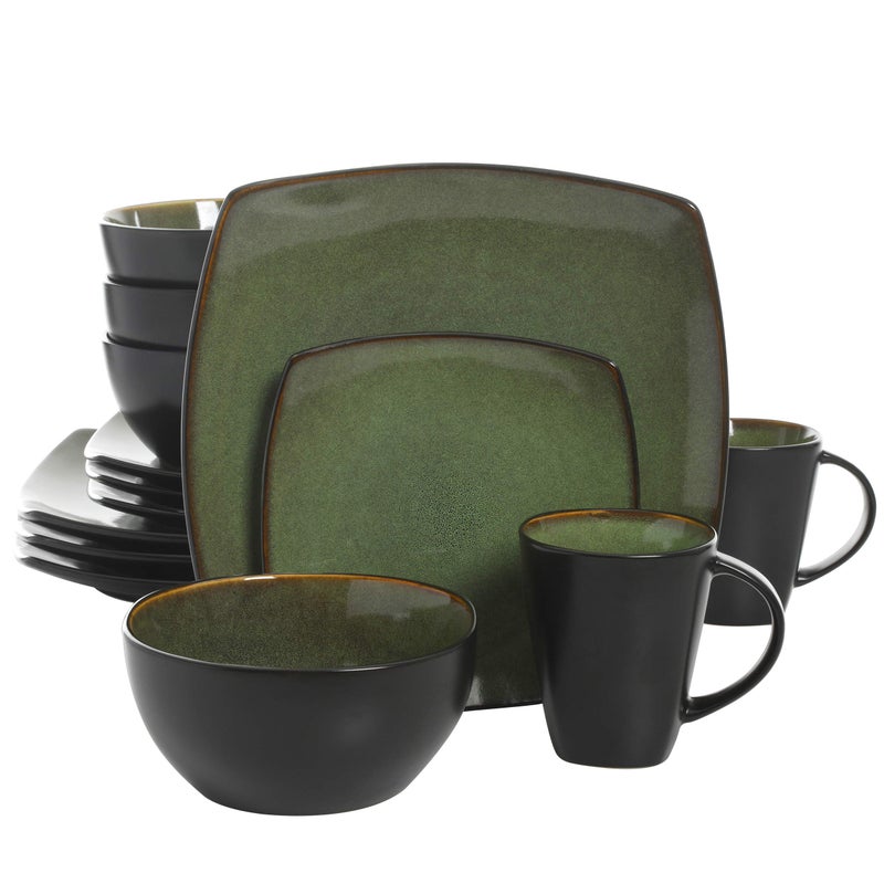 Gibson Soho Lounge Gibson 9981116R Dinnerware set Soho Square Green Service for 4 16pc