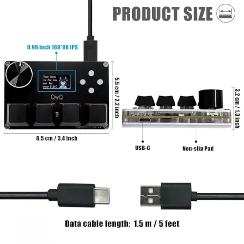 BTXETUEL SayoDevice O3C++ OSU Keyboard Rapid Trigger Hall Switches Magnetic Linear Switches Keyboard with Knob and Screen,Copy Paste,Shotcut,Macro Hotswap Mini Keypad (Black) - Image 2