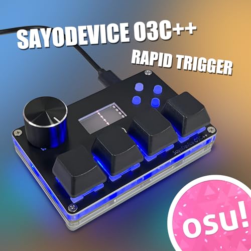 BTXETUEL SayoDevice O3C++ OSU Keyboard Rapid Trigger Hall Switches Magnetic Linear Switches Keyboard with Knob and Screen,Copy Paste,Shotcut,Macro Hotswap Mini Keypad (Black) - Image 3