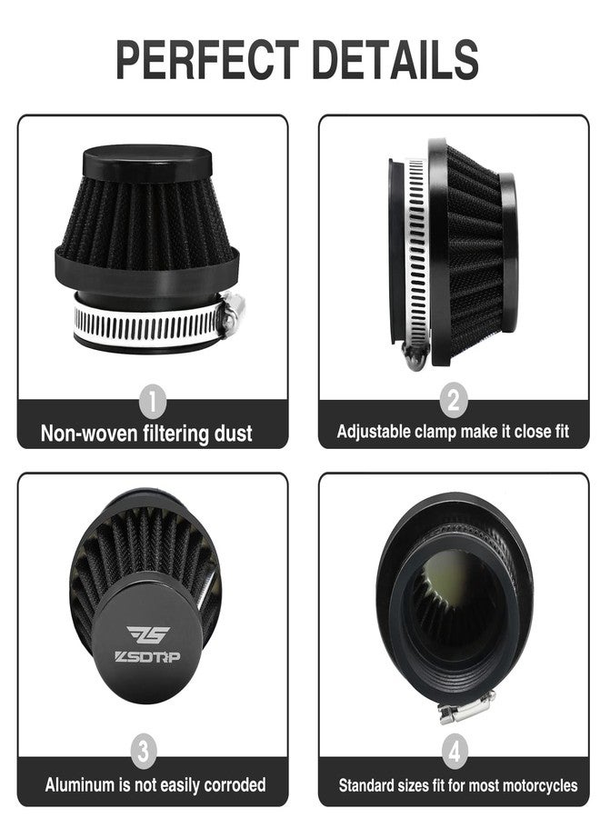 ZSDTRP 2PCS Motorcycle 45MM Air Intake Filter Universal Carburetor Air Filter Cleaner for Dirt Pit ATV SSR TTR Bike Breather Filter Fit for Many Different Carburetors (Black 45MM) - Image 2