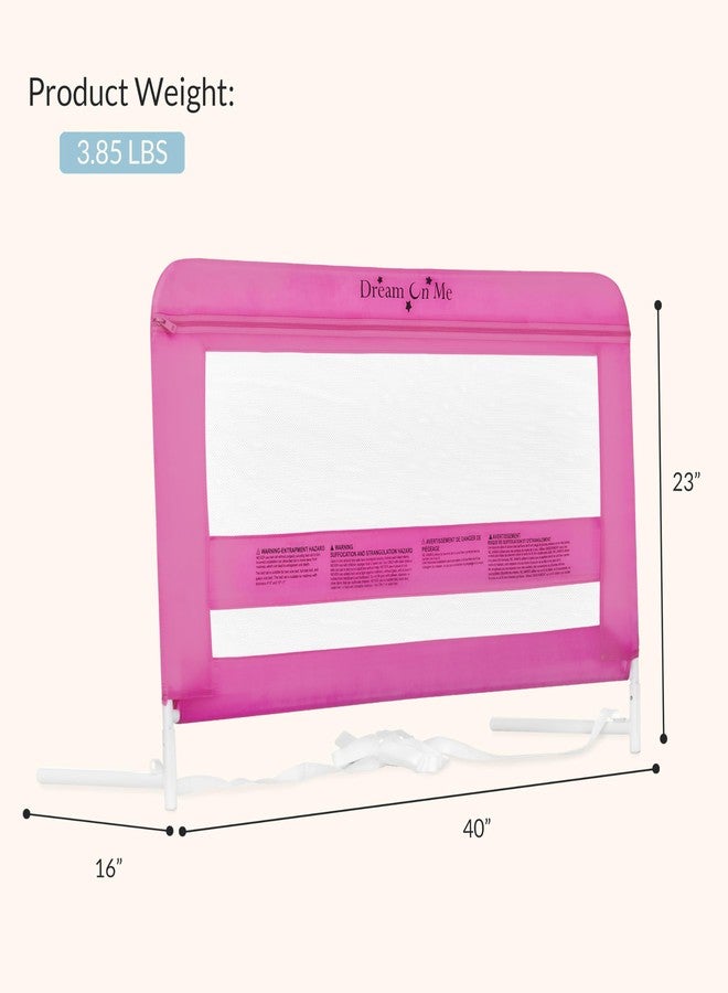 Dream On Me Lilibet Mesh Safety Bed Rail in Pink for Twin, Full and Queen Size Bed, Bed Rail for Toddler - Image 3