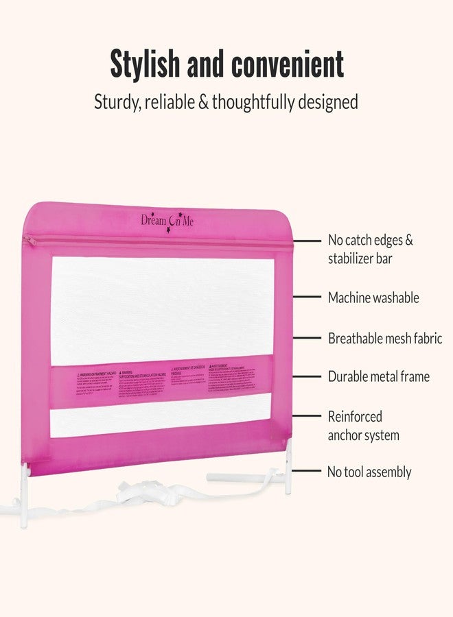 Dream On Me Lilibet Mesh Safety Bed Rail in Pink for Twin, Full and Queen Size Bed, Bed Rail for Toddler - Image 5