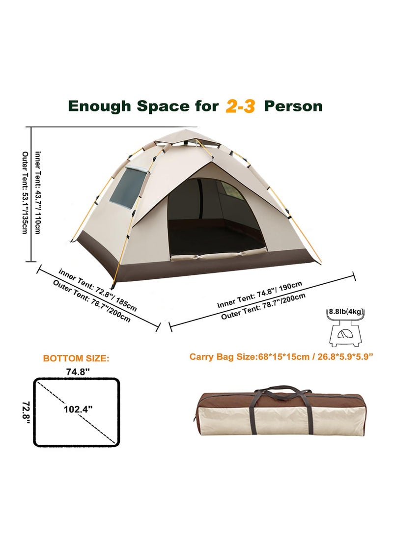 خيمة تخييم تتسع لـ 2-3 أشخاص، خيمة عائلية مقاومة للماء للتخييم، سهلة التركيب الفوري بطبقتين مضادة للأشعة فوق البنفسجية، 2 نافذة و2 باب - خيام عائلية فورية للتخييم والمشي لمسافات طويلة والسفر - pzsku/Z5A6909C46EF3A55FB206Z/45/_/1701926134/14072257-9f15-4e2d-8c32-f73e9dbf3a44