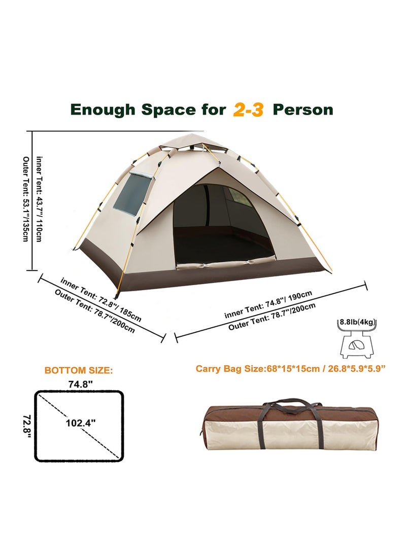 Arabest 2-3 Person Camping Tent, Waterproof Family Tent for Camping, Instant Easy Up Double Layer Anti-UV 2 Windows 2 Doors-Instant Family Tents for Camping Hiking & Traveling  - Image 2