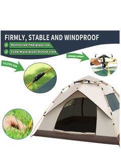 Arabest 2-3 Person Camping Tent, Waterproof Family Tent for Camping, Instant Easy Up Double Layer Anti-UV 2 Windows 2 Doors-Instant Family Tents for Camping Hiking & Traveling  - Image 4