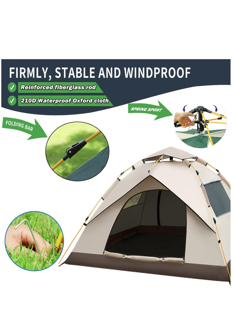 Arabest 2-3 Person Camping Tent, Waterproof Family Tent for Camping, Instant Easy Up Double Layer Anti-UV 2 Windows 2 Doors-Instant Family Tents for Camping Hiking & Traveling  - Image 4