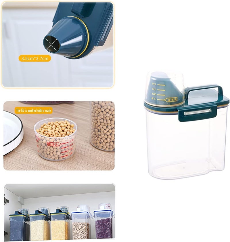 Rice Airtight Dry Food Storage Containers,Rice Storage Bin Container,Rice Dispenser,Cereal Containers Dispenser Airtight Pour Spout Food Storage Container with Measuring Cup Clear(1.5kg) - Image 2