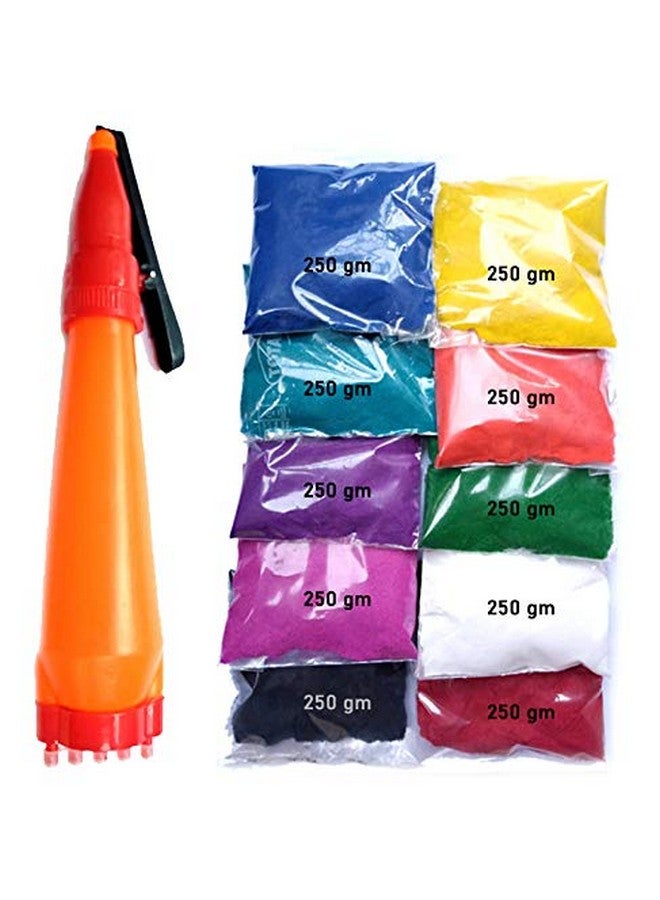 SOHAM SHREE ᵀᴹ: Ready to Draw Rangoli Pencil with 10 Colors (250gm Each) Red/Green/Blue/Yellow/Purple/Dark Pink/Black/White/Orange/Rama - Image 1