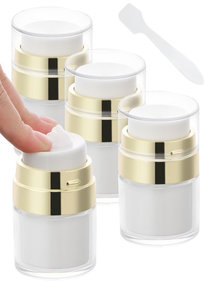 Segbeauty 0.5oz Small Travel Containers for Creams, Pack of 4 Airless Pump Jars 15ml Refillable Gold Travel Bottles Empty Lotion Container, Glass Jars for Toiletries Moisturizer Container - Image 1