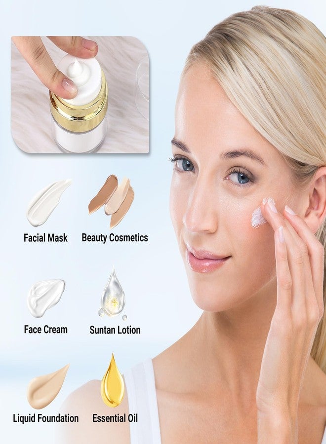 Segbeauty 0.5oz Small Travel Containers for Creams, Pack of 4 Airless Pump Jars 15ml Refillable Gold Travel Bottles Empty Lotion Container, Glass Jars for Toiletries Moisturizer Container - Image 3