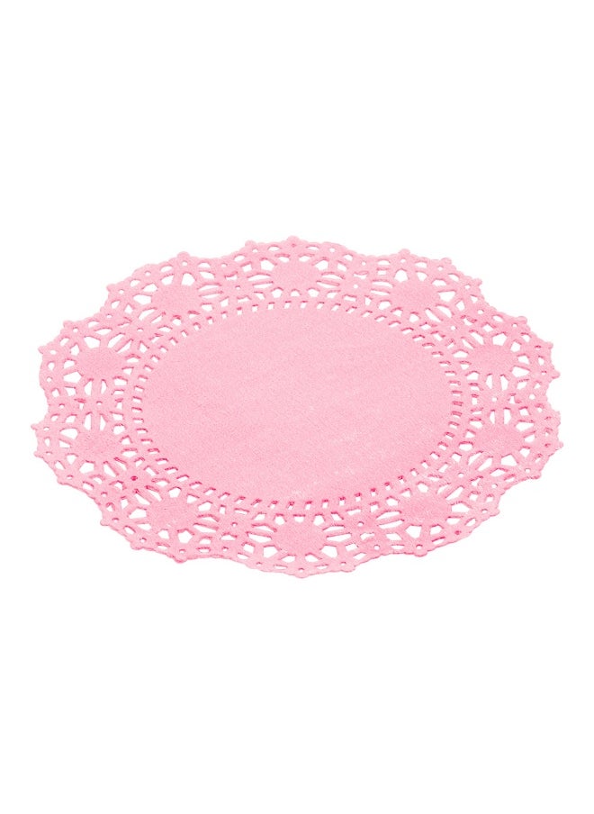 Restaurantware - Pastry Tek 4 x 4 Inch Lace Doilies, 100 Decorative Tableware Placemats - Disposable, Round, Pink Paper Table Doilies, For Birthdays, Or Weddings, Table Decor - Image 1
