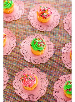 Restaurantware Restaurantware-Pastry Tek 4 x 4 Inch Lace Doilies, 100 Decorative Tableware Placemats - Disposable, Round, Pink Paper Table Doilies, For Birthdays, Or Weddings, Table Decor  - Image 5