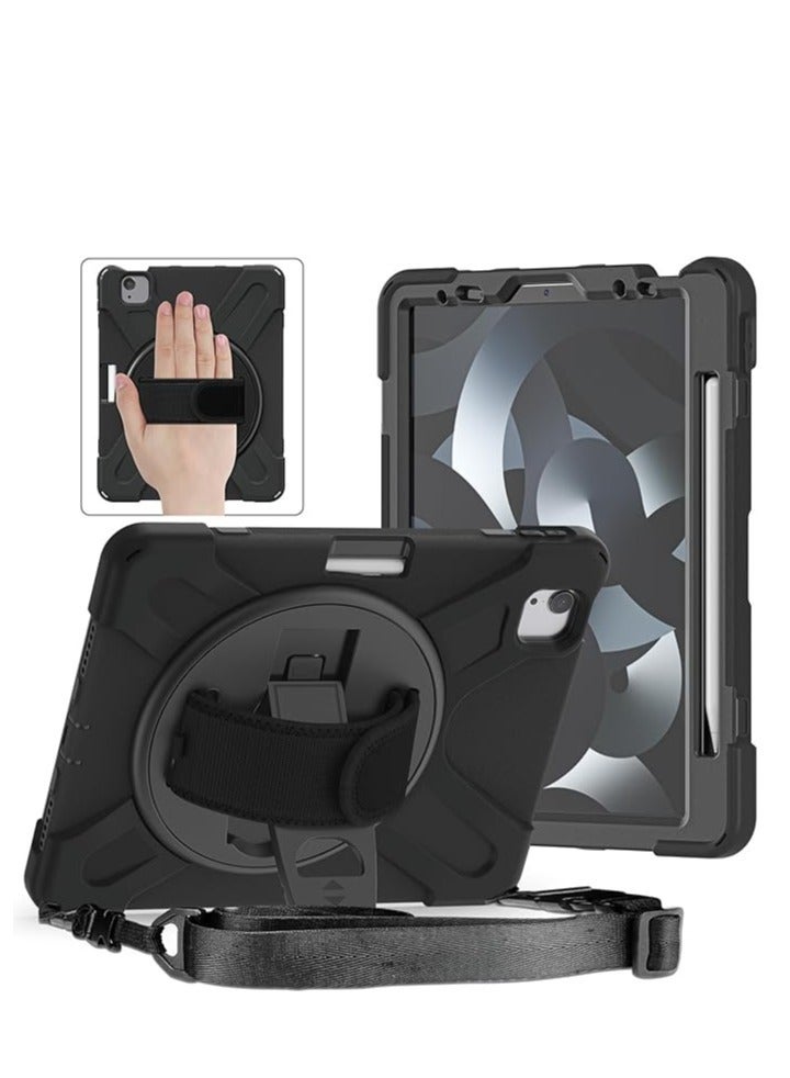 Kids Shockproof Case Compatible with iPad Air 13 inch (2024) M2, Heavy Duty Rugged Case with Hand Strap Kickstand and Shoulder Belt for iPad Air 13 Inch (Black)  - Image 1