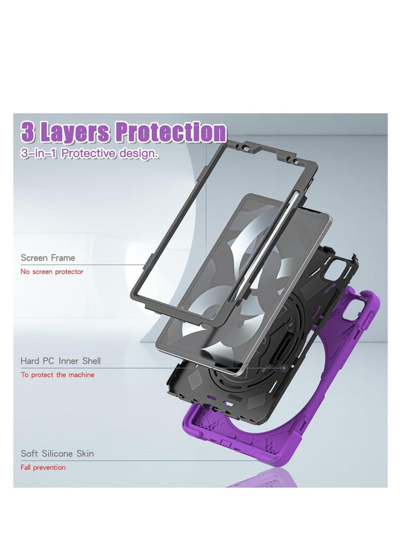Kids Shockproof Case Compatible with iPad Air 13 inch (2024) M2, Heavy Duty Rugged Case with Hand Strap Kickstand and Shoulder Belt for iPad Air 13 Inch (Black)  - Image 2