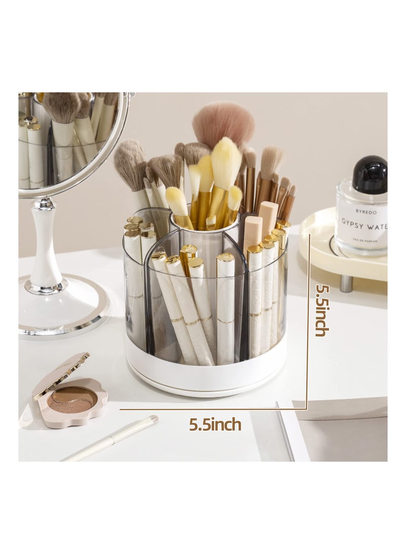 Excefore Makeup Brush Holder Organizer, 360 Rotating Makeup Brush Container with Removable Trays, Pen Holder for Desk, Spinning Brush Holders for Vanity, Desktop, Bathroom, White - Image 4