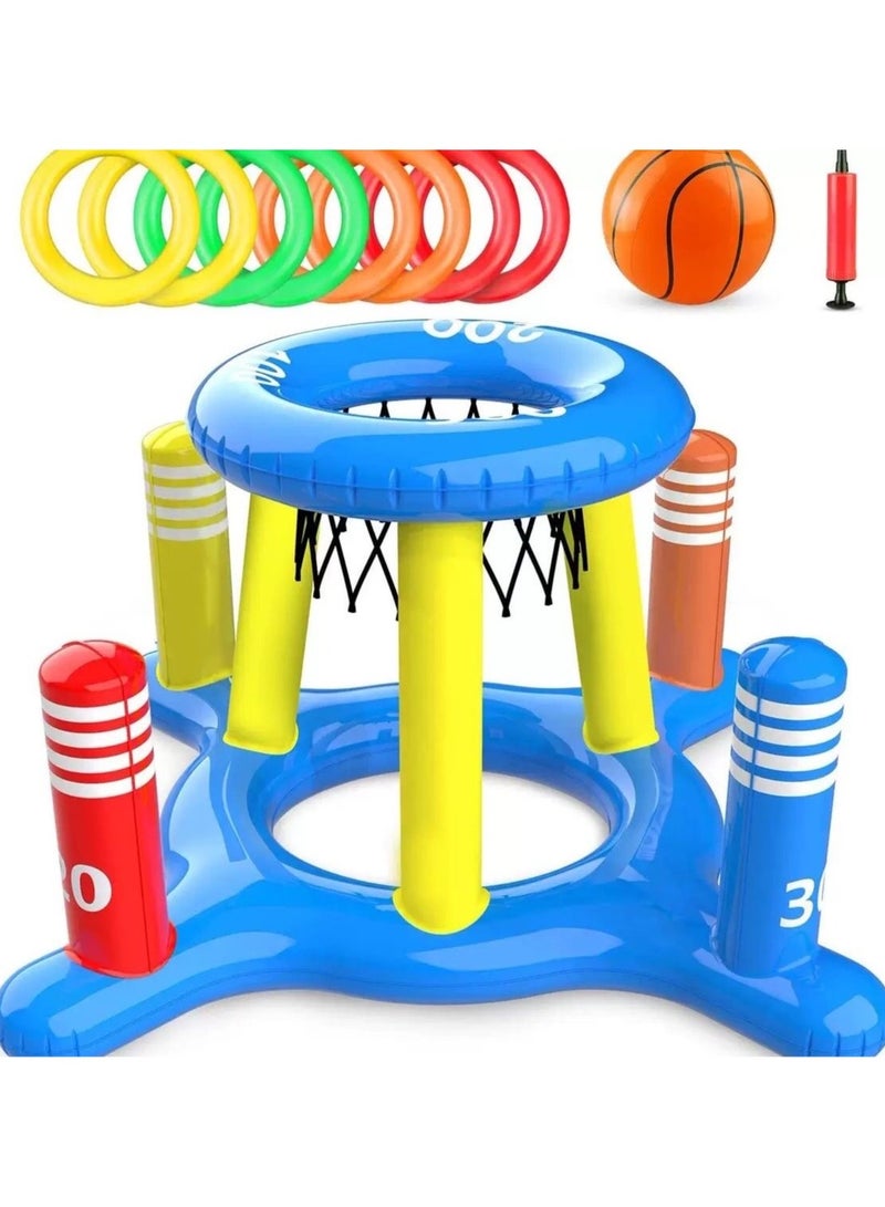 Generic Swimming pool children's water inflatable basketball hoop interactive shooting toys outdoor inflatable swimming toys, basketball hoop throwing outdoor swimming games, summer family party gifts 3 4 5 6 7 8-year-old boys, girls and children.  - Image 1