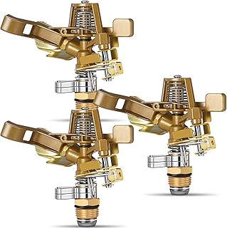 Ferraycle 1/2 Inch Brass Impact Sprinkler Head Heavy Duty Sprinkler Head with Nozzles Adjustable 0-360 Degrees Impulse - Image 1