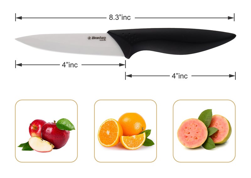 ZircoSharp Ceramic Kitchen Knife, 4.0" Blade Utility Knife, White - Image 2