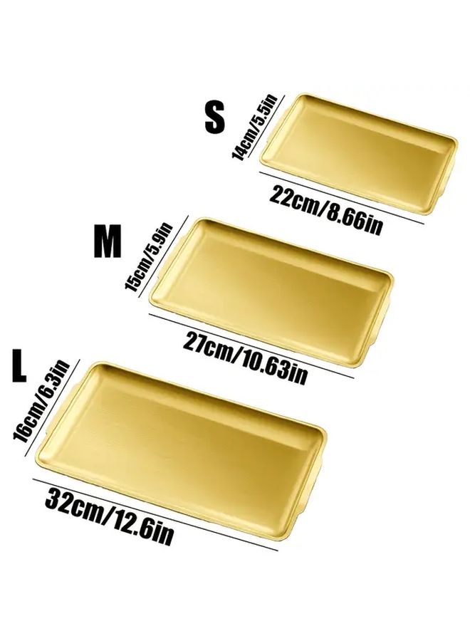 Golden Stainless Steel Square Flat Bottom Trays Multi Use for Grilling Serving Appetizers Desserts - Image 3
