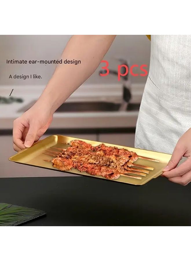 Golden Stainless Steel Square Flat Bottom Trays Multi Use for Grilling Serving Appetizers Desserts - Image 5