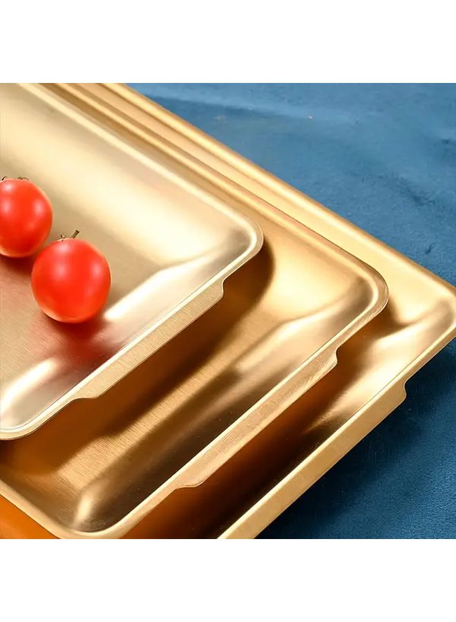 Golden Stainless Steel Square Flat Bottom Trays Multi Use for Grilling Serving Appetizers Desserts - Image 4