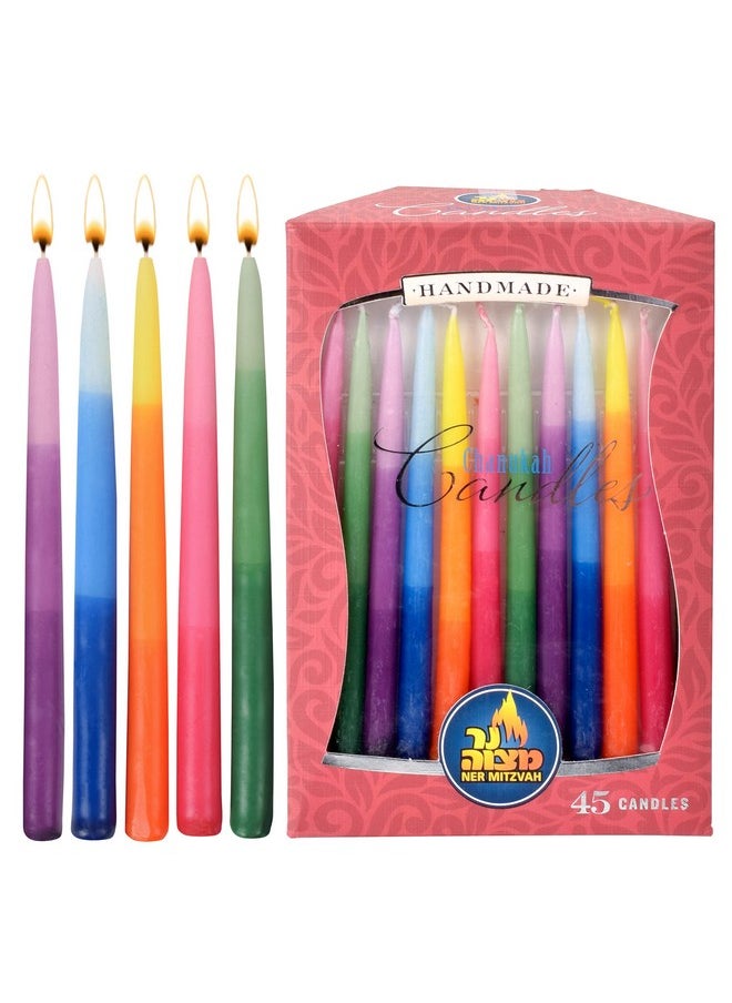 Ner Mitzvah Dripless Chanukah Candles Standard Size - Tri Colored Hanukkah Candles Fits Most Menorahs - Premium Quality Wax - 45 Count for All 8 Nights of Hanukkah - by Ner Mitzvah  - Image 1