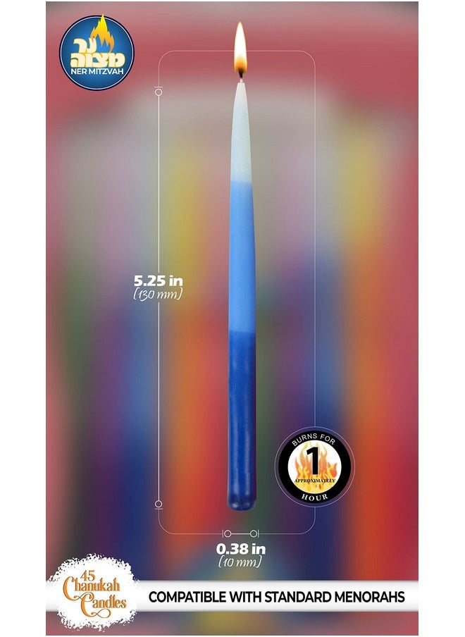 Ner Mitzvah Dripless Chanukah Candles Standard Size - Tri Colored Hanukkah Candles Fits Most Menorahs - Premium Quality Wax - 45 Count for All 8 Nights of Hanukkah - by Ner Mitzvah  - Image 3
