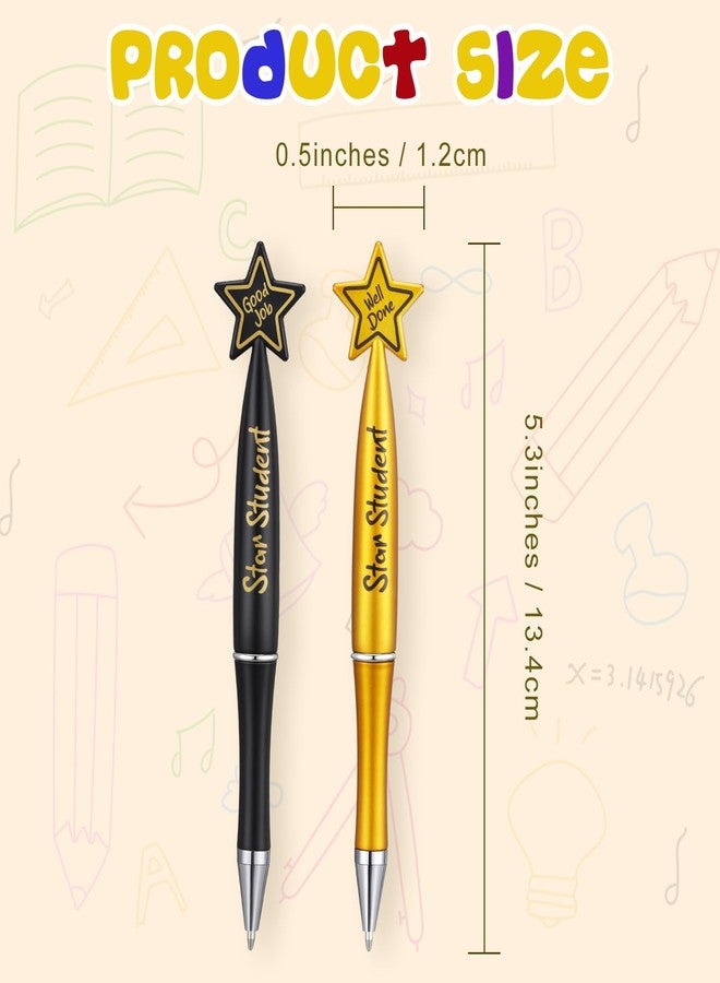 Tenceur 64 Pcs Star Student Pens Reward Ballpoint Pens Teacher Appreciation Gifts Black Inspirational Pens for Star Students Awards of the Week, School Classroom Teacher Recognition(Black, Gold) - Image 2