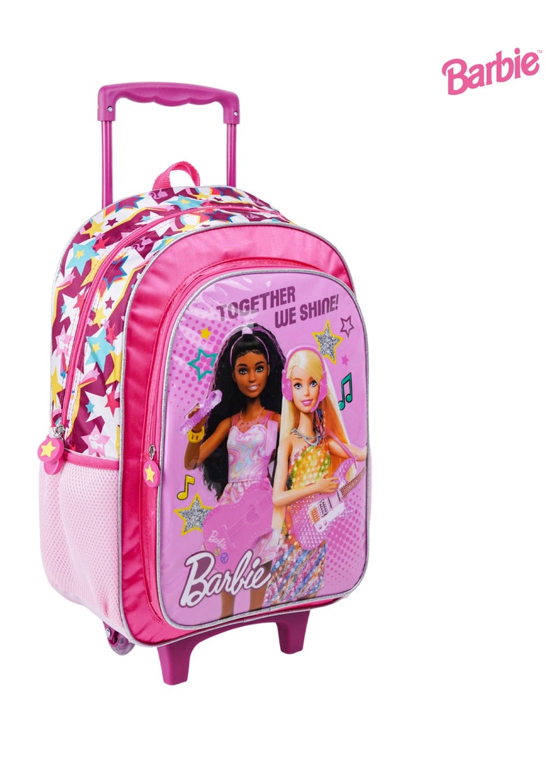 ماتيل جيمز مجموعة حقيبة ترولي باربي "معًا نتألق" 5 في 1 مقاس 18 بوصة (حقيبة ترولي، حقيبة غداء، زجاجة مياه، مقلمة، صندوق غداء) - Image 2