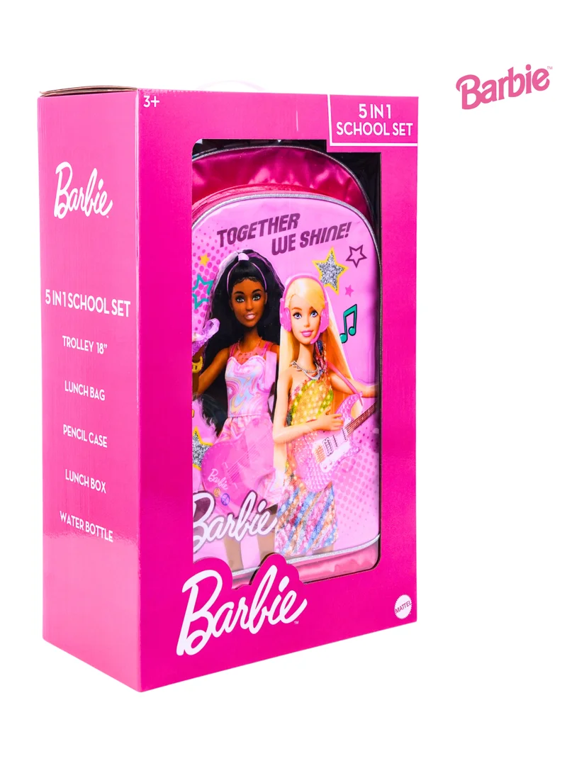 Mattel Games Barbie Together We Shine 5In1 Trolley Box Set 18" I Trolley I Lunch Bag I Water Bottle I Pencil Case I Lunch Box I Packaging