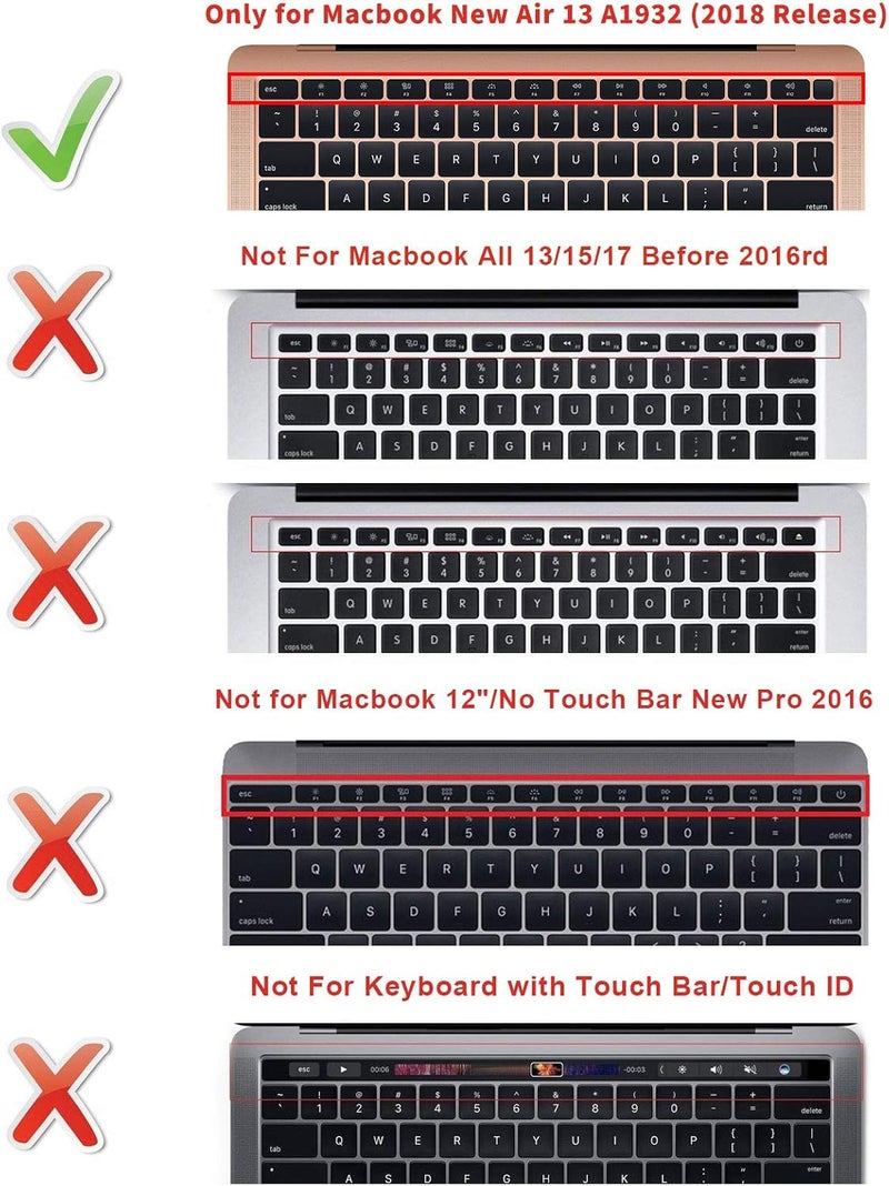 HRH Arabic Language Silicone Keyboard Cover Skin for MacBook Newest Air 13 Inch 2018 Release A1932 with Retina Display and Touch ID,USA Layout - Image 3