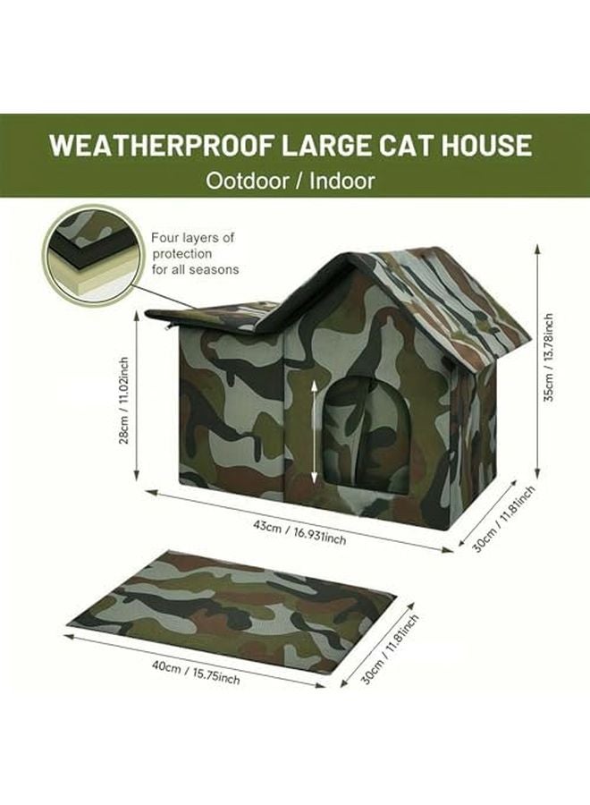 منزل قطط خارجي معزول مع وسادة مأوى حراري شتوي للفناء والحديقة والشرفة - Image 3