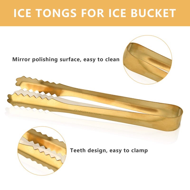 Akamino Stainless Steel Ice Scoop and Ice Tongs, Akamino Small Round Bottom Bar Ice Flour Utility Scoop & Buffet Clip Kitchen Bar BBQ Party Wedding, Gold - Image 5