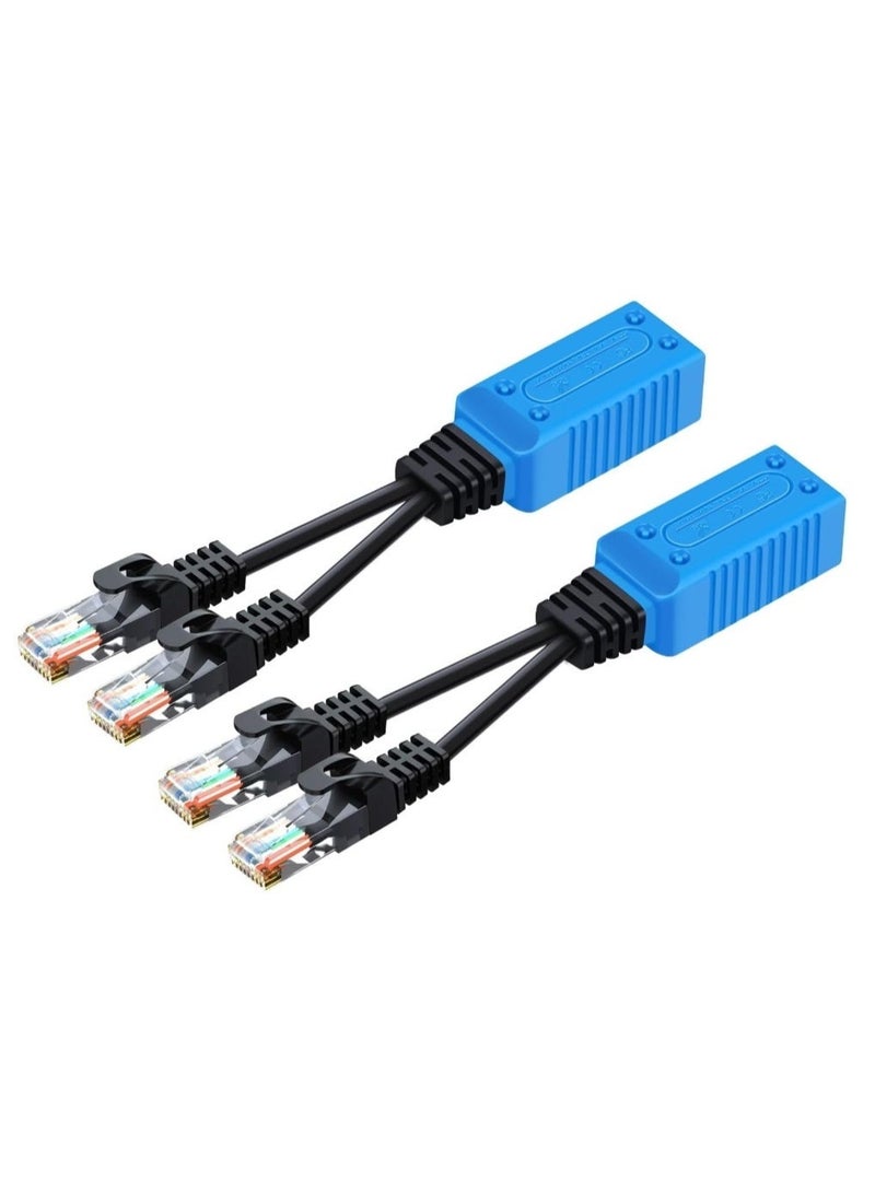 RJ45 Ethernet Cable Combiner/Splitter Kit (1 Pair) - 2 Male to 1 Female POE Data Adapter LAN Ethernet Network Extender Y Splitter Cat5 Cat5e Cat6 UPOE Cable