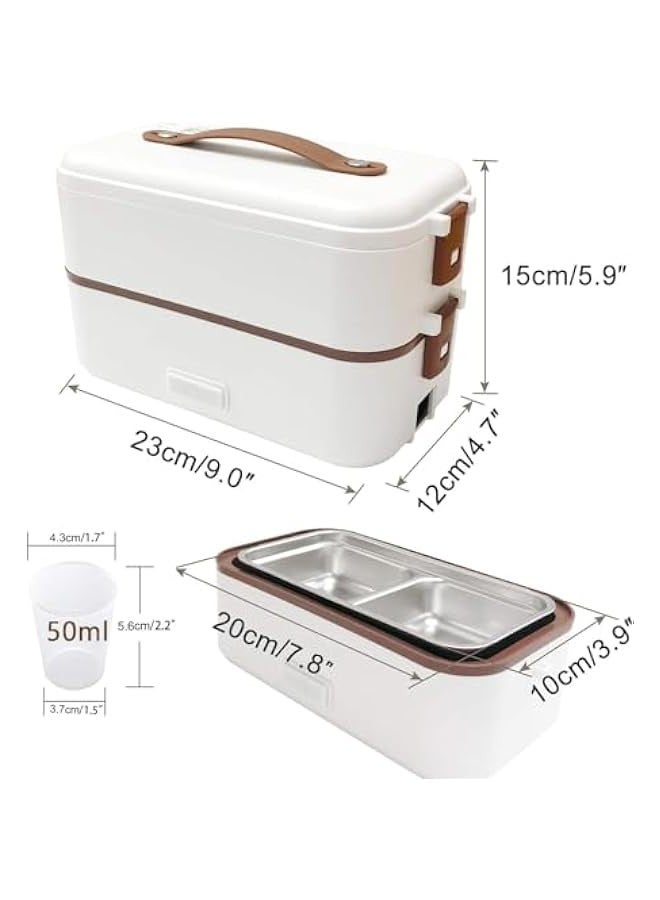 TRASSLE Self Cooking Electric Lunch Box, Portable Food Warmer for On-the-Go,Mini Rice Cooker 2 Layers 800ML Heated Lunch Box for Home Office Cook Food  - Image 5