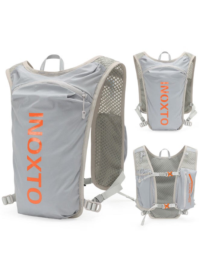 INOXTO Inoxto Lightweight Breathable Quick-dry 5l Running Backpack With Hydration Bladder, 591 Gray With Orange + Hydration Bladder - Image 2