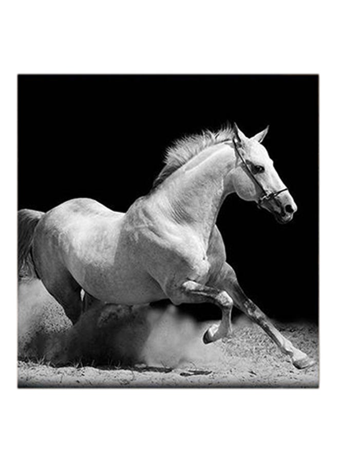 RYN White Horse MDF Wall Art White/Black - Image 2