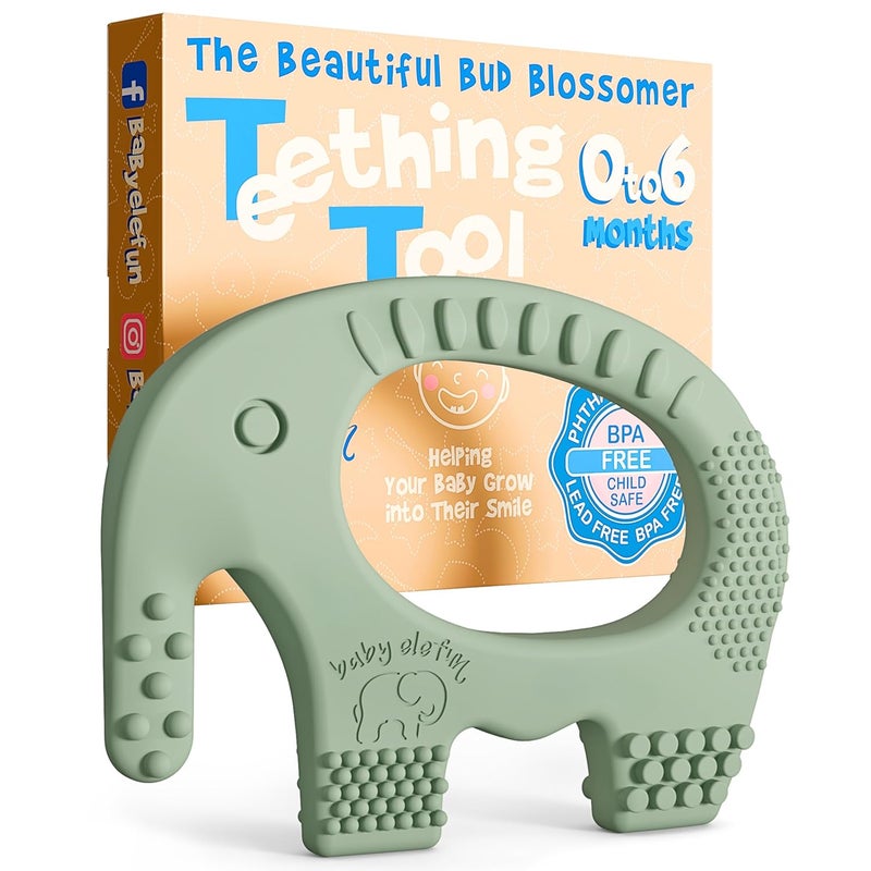 baby elefun ألعاب التسنين للأطفال من عمر 0 إلى 6 أشهر - لعبة بيبي إليفون 5X لتخفيف الألم - حلقة تسنين سيليكون للأطفال بدون تأخير في التطور - هدية استحمام لطيفة للأطفال - لعبة مضغ للأطفال - Image 1