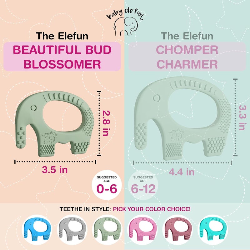 baby elefun ألعاب التسنين للأطفال من عمر 0 إلى 6 أشهر - لعبة بيبي إليفون 5X لتخفيف الألم - حلقة تسنين سيليكون للأطفال بدون تأخير في التطور - هدية استحمام لطيفة للأطفال - لعبة مضغ للأطفال - Image 2