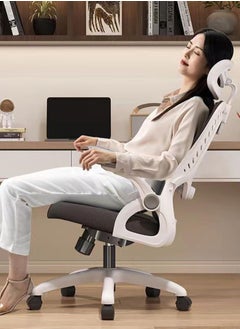 GoldenLike Office Chair Ergonomic Computer Chair Home Office Desk Chair Comfortable Gaming Chairs Swivel Task Chair with Flip-up Armrest and Headrest High Back Mesh Game Chair(Steel Feet /White+Black)  - Image 2